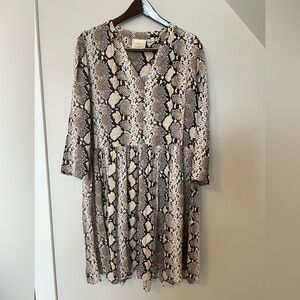 Anthropologie Maeve Brown and Cream Snake Print Dress
